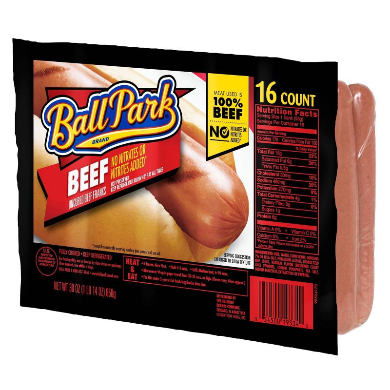 Ball Park Uncured Beef Franks - 30oz/16ct