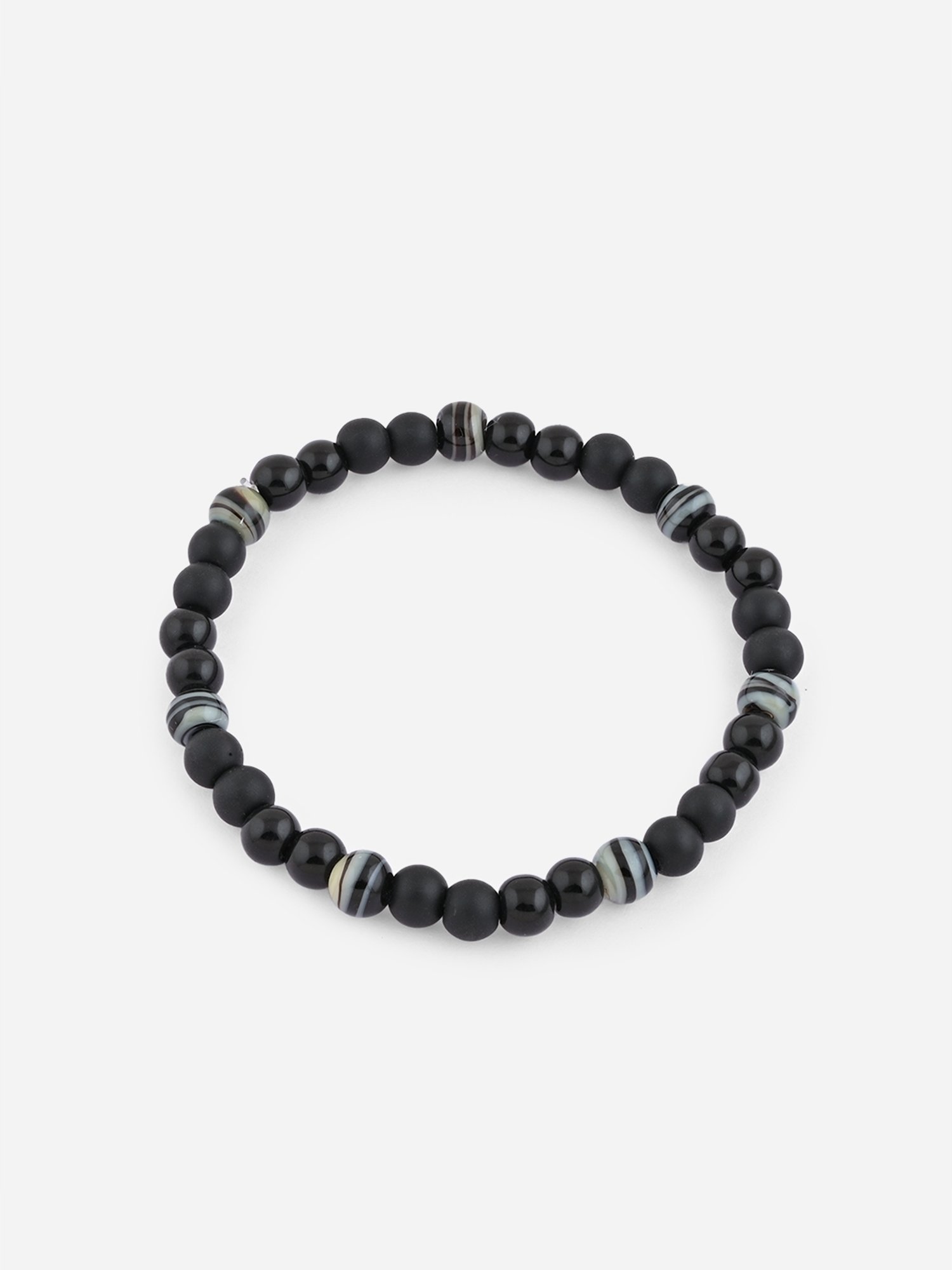 The Bro Code Grey Casual Party Men's Beaded with Fabric Knotted Stack Bracelet - Set of 4