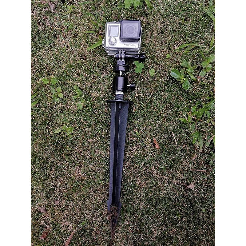 Camera Ground Stake Spike Tripod Mount w 14 20 Ball Head for Gopro Trail Cameras and Smartphones Aluminum