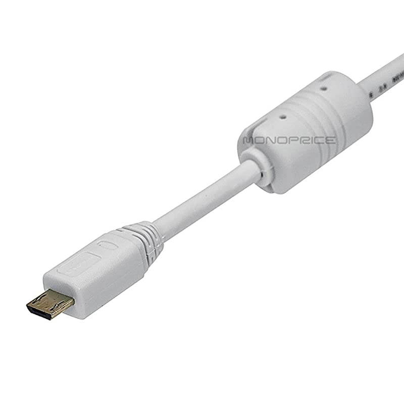 3Feet USB 20 A Male to Micro 5pin Male 2824AWG Cable with Ferrite Core Gold Plated White 108640