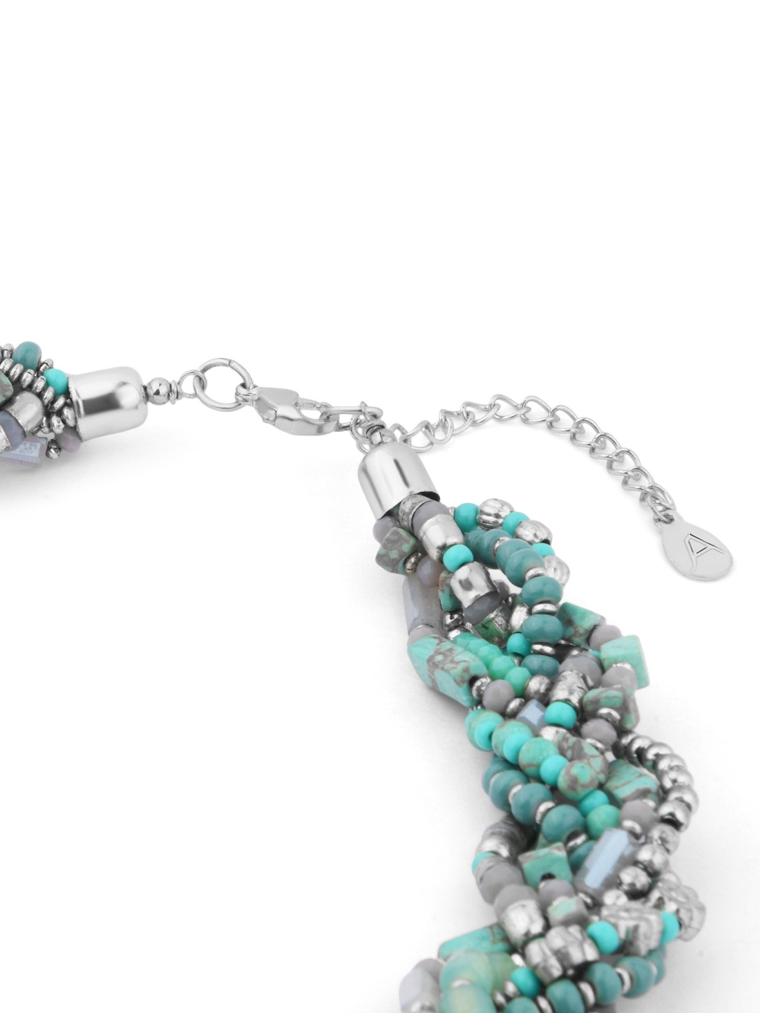 Accessorize London Women's Turquoise Statement Beaded Plait Necklace