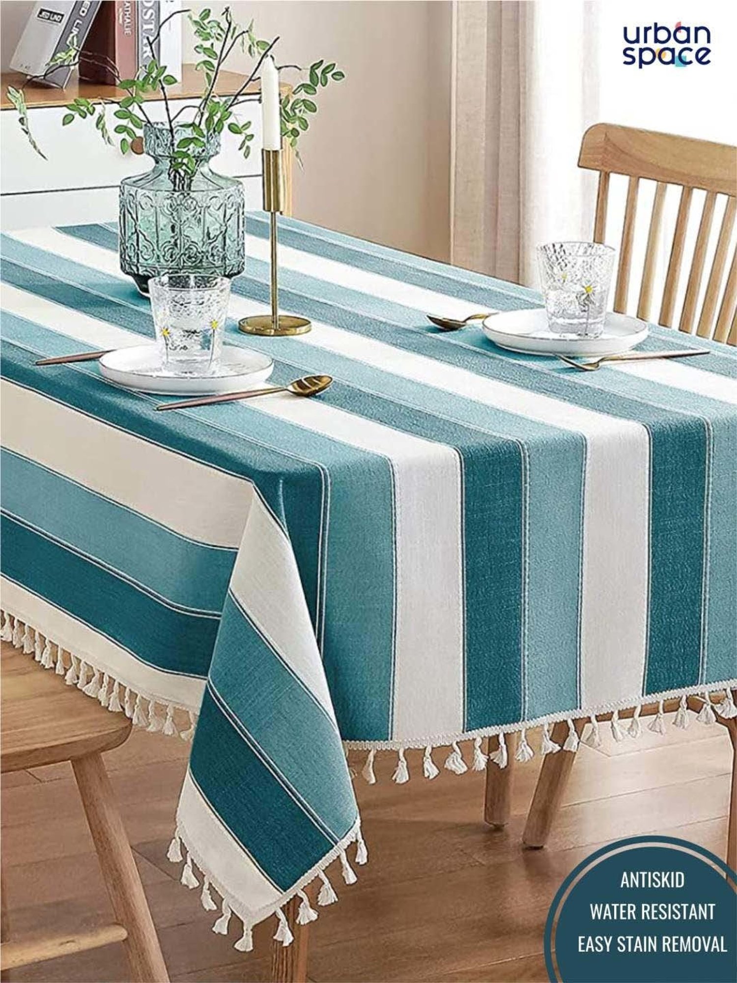 Urban Space Green Cotton 200 GSM 4 Seater Sicilia Dining Table Cover