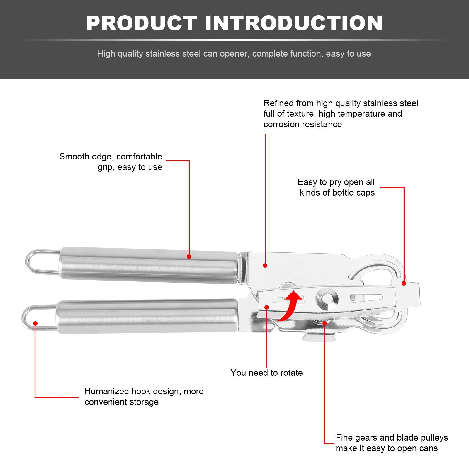 Stainless Steel Manual Can Opener Professional Multi-function Tin Can Bottle Opener Craft Beer Grip Opener Kitchen Tool Bar Gadget HF0118