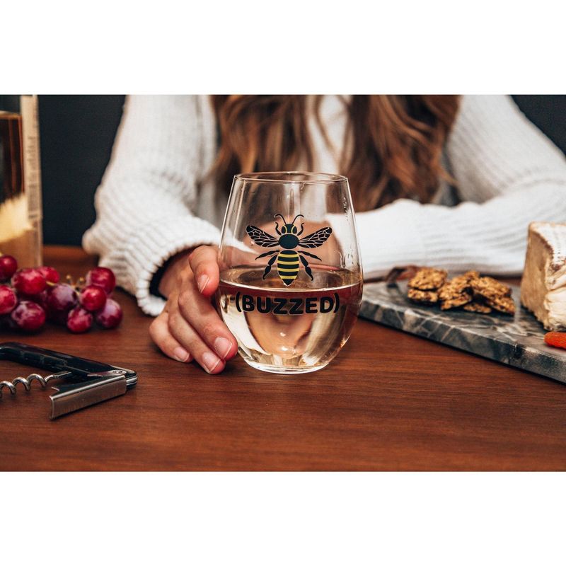 Toynk Bumble Bee "Buzzed" Oversized Stemless Wine Glass | Holds 20 Ounces