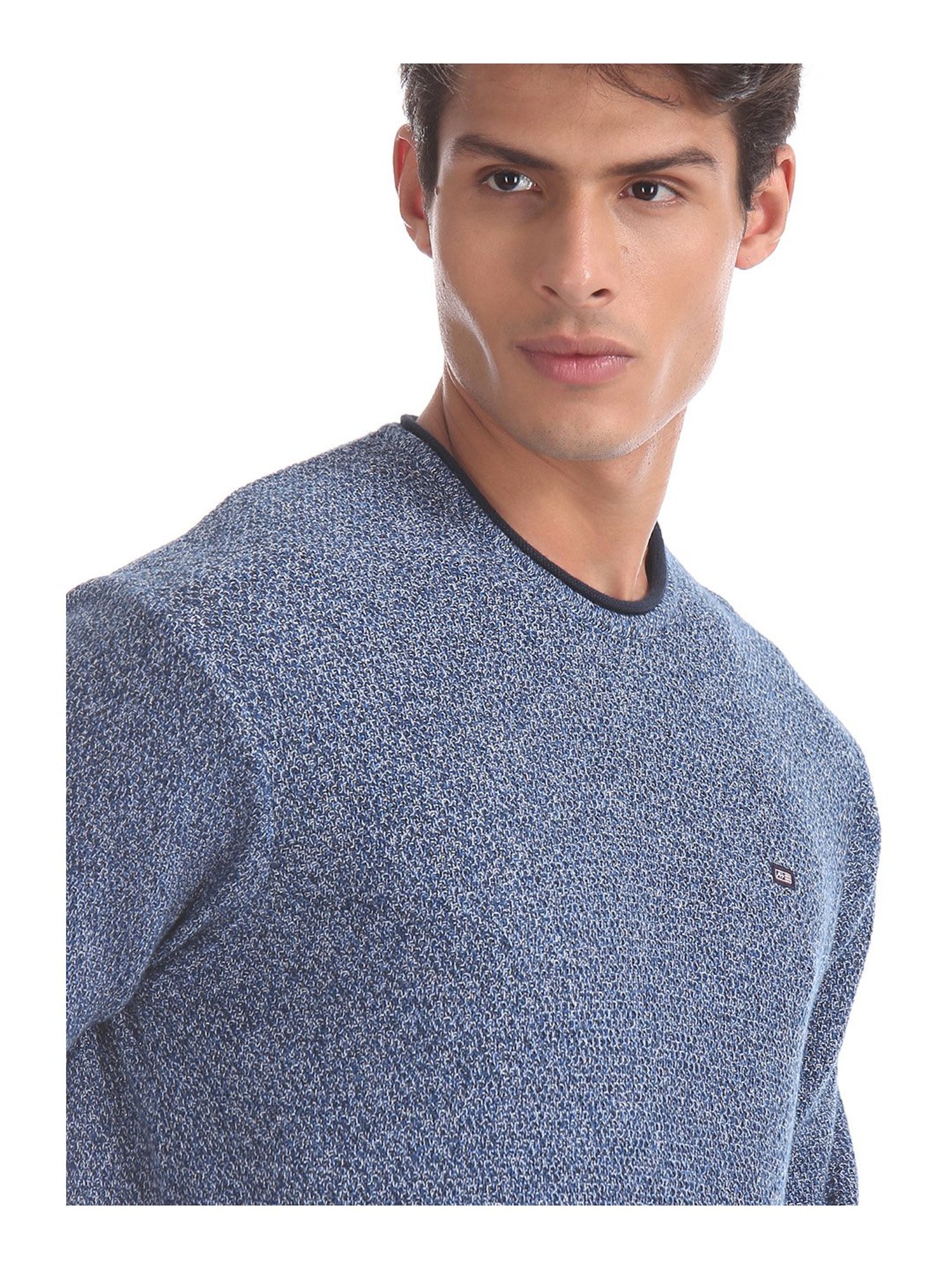 Arrow Blue Self Design Sweater