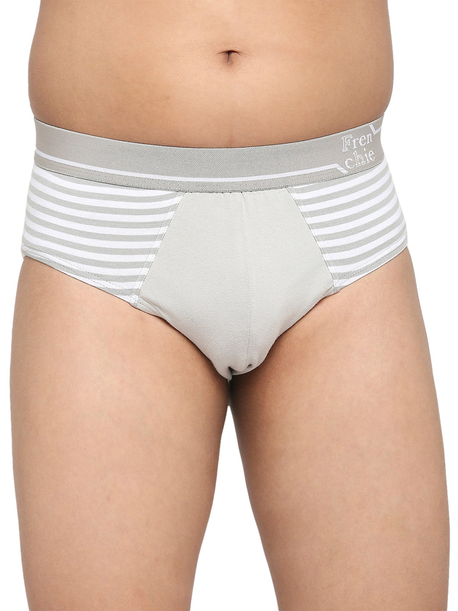 Frenchie Kids Blue & Grey Striped Briefs (Pack Of 2)