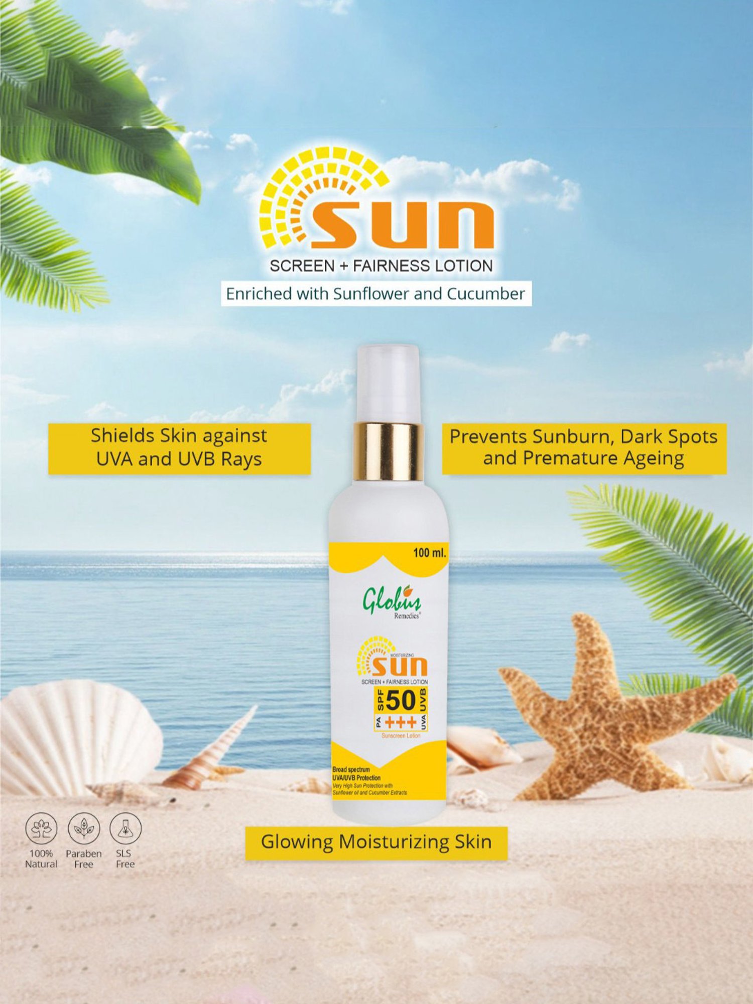Globus Remedies Sunscreen Fairness Lotion SPF 50+++ & Glycolic & 1% Salicylic Acid Face Wash Combo