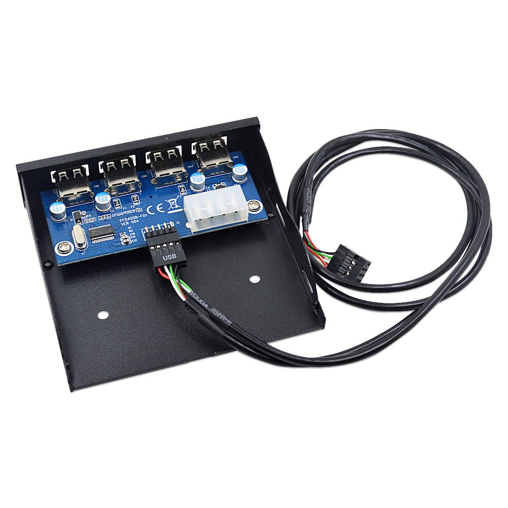 Plugadget 4 Port USB 2.0 Hub USB 2.0 Adapter PC Front Panel Expansion Bracket with 9 Pin Cable For Desktop 3.5 Inch FDD Floppy Bay