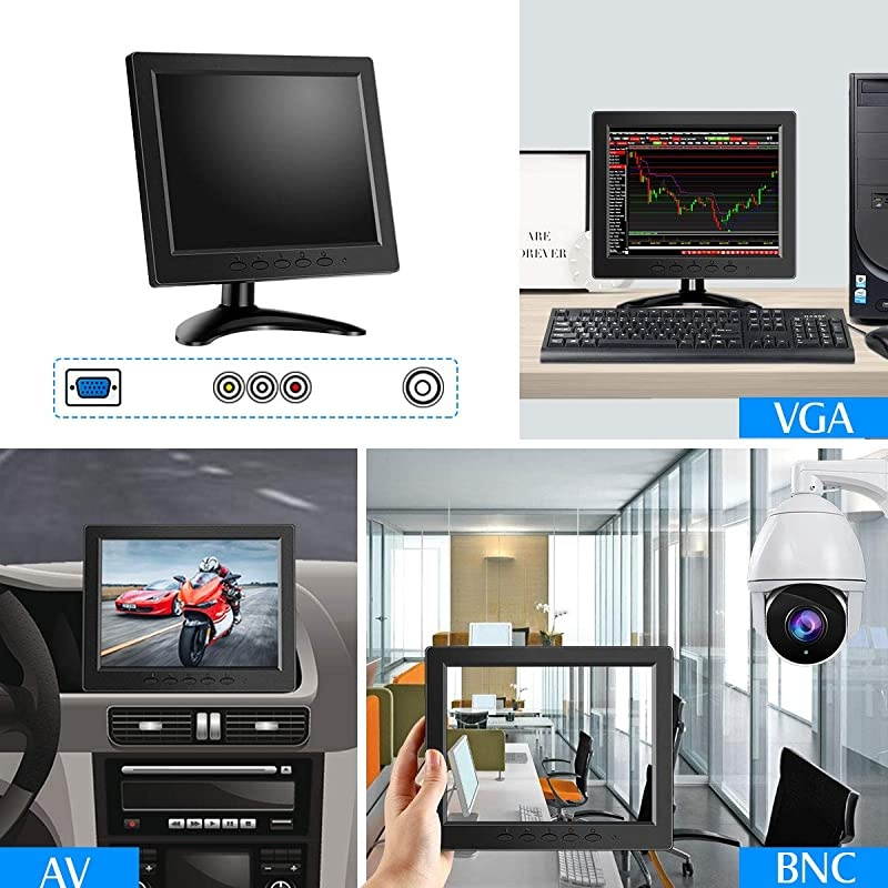8 inch Small LCD Monitor 800x600 Security CCTV Monitor Small VGA Display wVGAAVBNC Input