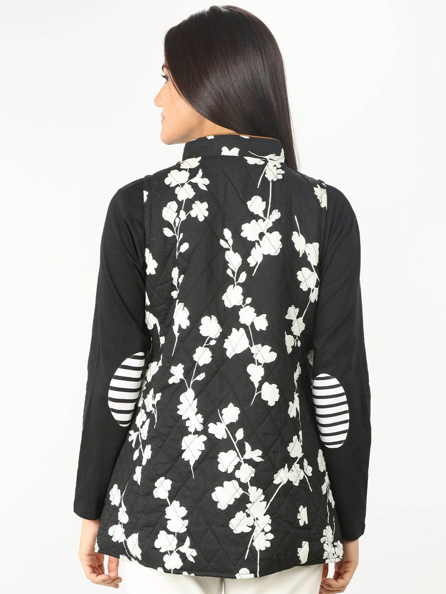 Mustard Black Floral Print Jacket