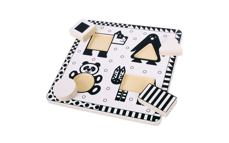 Bigjigs Toys Black and White Animal Puzzle Set  - Set of 2