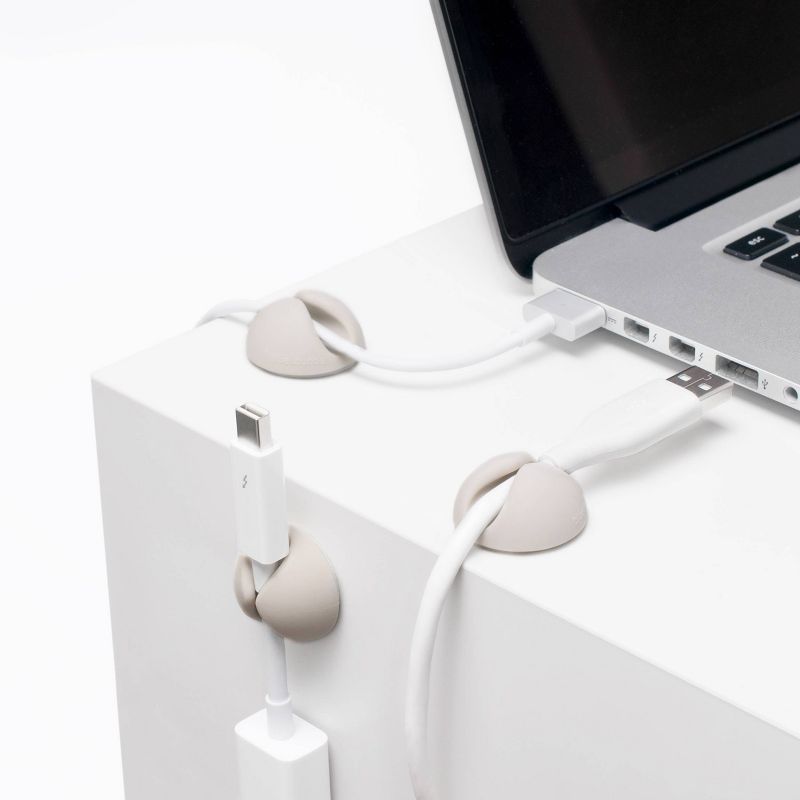 6pk CableDrop Multi-Purpose Cable Clips White - BlueLounge