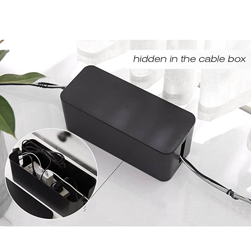 Cable Management Box Cable Organizer For Cable and Cord Management Storage and Holder to Cover and Hide Power Strips Cords balck 2 set