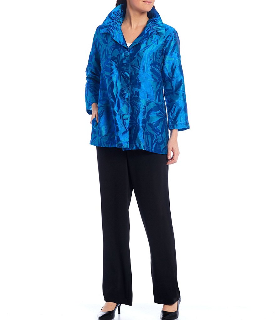 Caroline Rose Blue Hawaii Jacquard Jacket