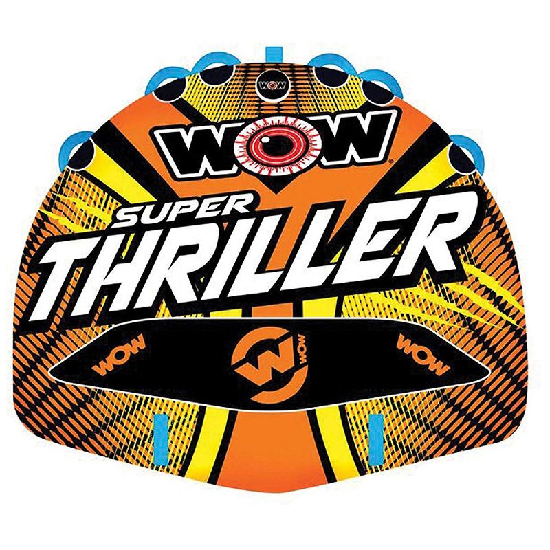 WOW Watersports Super Thriller Inflatable 3-Person Towable Boating Deck Tube with Nylon Cover and Speed Valve