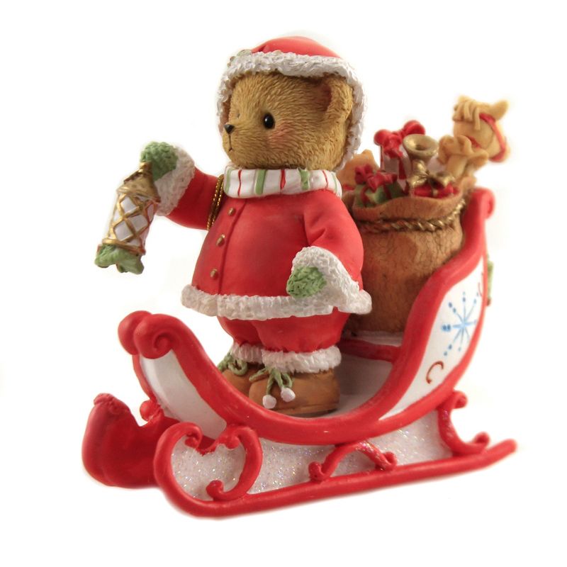 Cherished Teddies 3.75" Morgan Santa Figurine Sleigh  -  Decorative Figurines