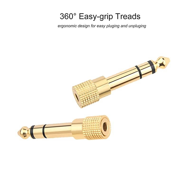 Updated Version  5Pack Stereo Audio Adapter 635mm 14 inch Male to 35mm 18 inch Female Headphone Jack