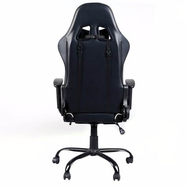 High Back Office Swivel Chair Gaming Chair Adjustable Chair with Footrest Tier Black & White