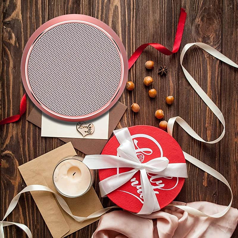 Portable Bluetooth Speakers with HD Audio and Enhanced Bass Builtin Speakerphone for iPhone iPad BlackBerry Samsung and More Rose Gold