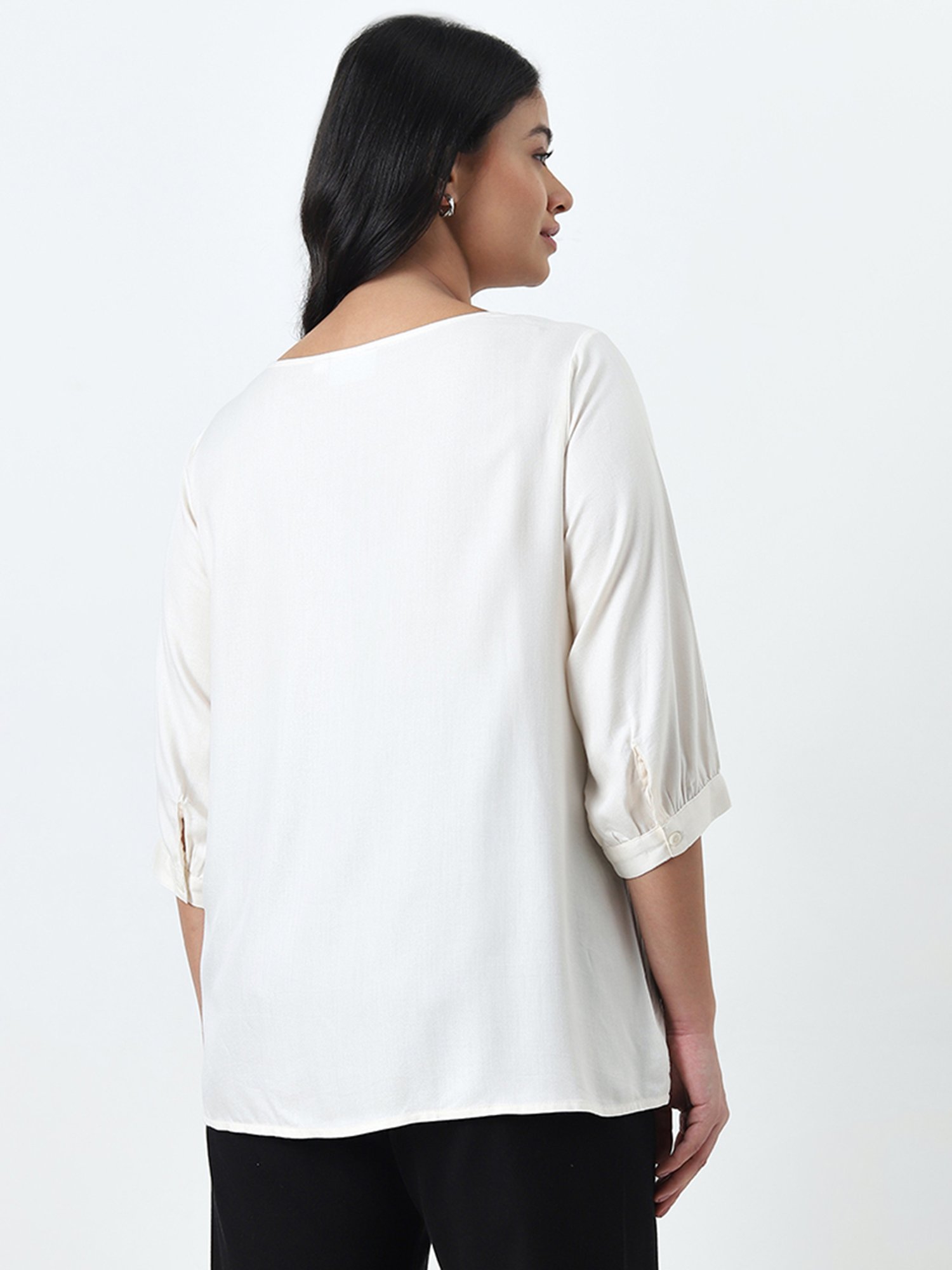 Gia by Westside Off-White Floral Embroidered Top