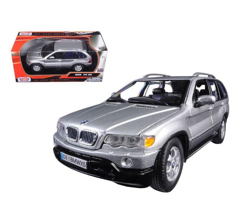 BMW X5 Silver 1/24 Diecast Model Car by Motormax