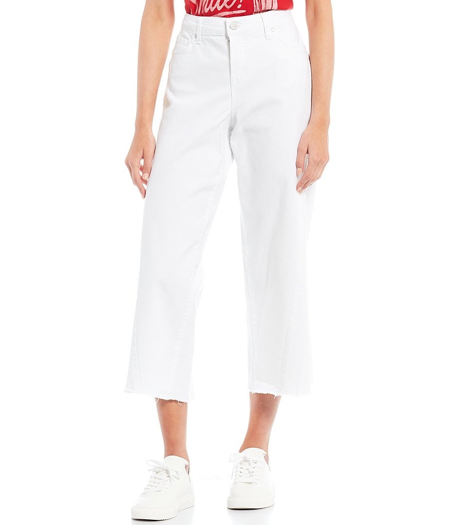 YMI Jeanswear High Rise Cropped Frayed Wide Leg Jeans