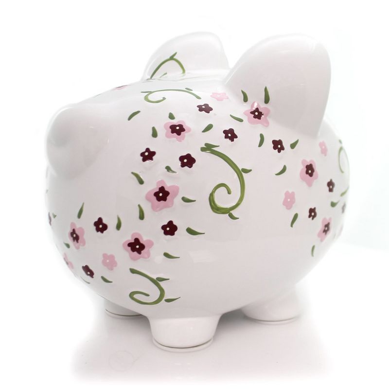Bank 7.75" Large Shabby Chic Pig Bank Flowers Money Saving  -  Decorative Banks
