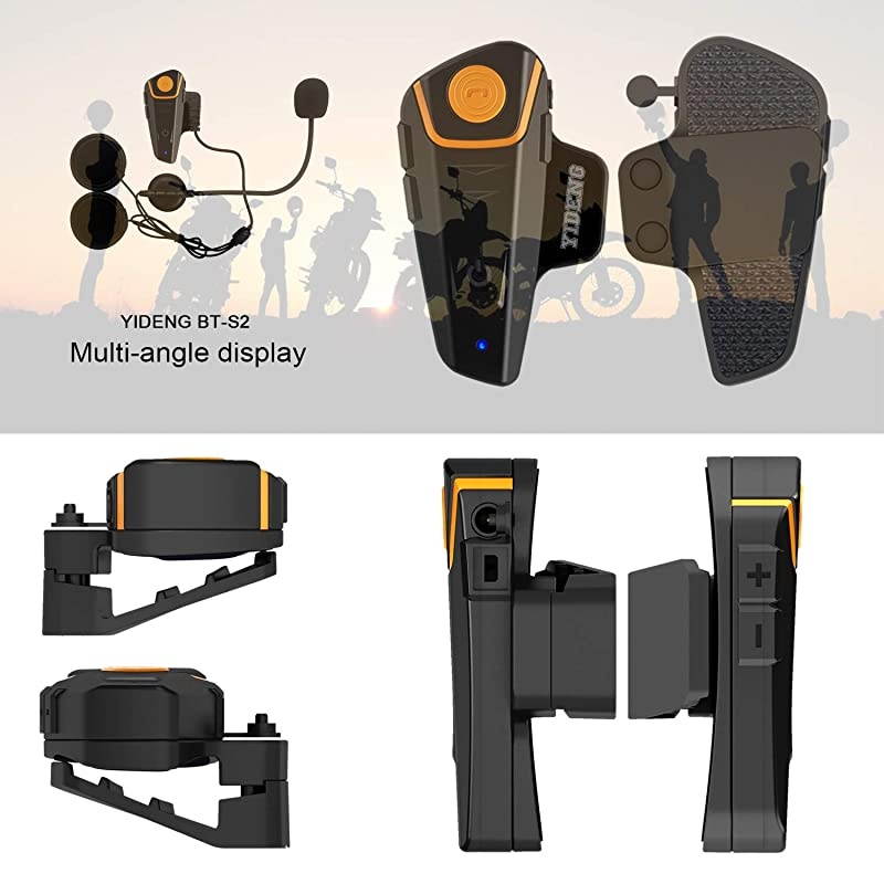 Bluetooth for Motorcycle Helmet Headset Wireless Intercom Interphone BTS2 WalkieTalkie Supports FM Radio GPS Voice Command Music HandsFree up to 3 Riders Communication in 1000mSingle