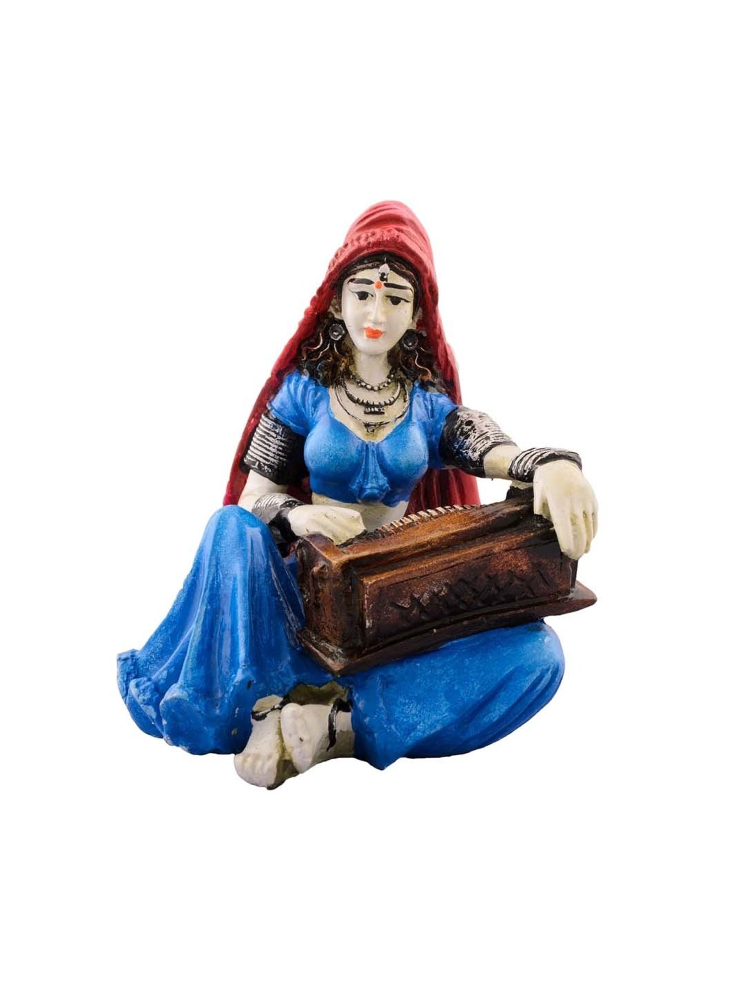 eCraftIndia Rajasthani Musician Lady Playing Harmonium Handcrafted Decorative Polyresin Showpiece