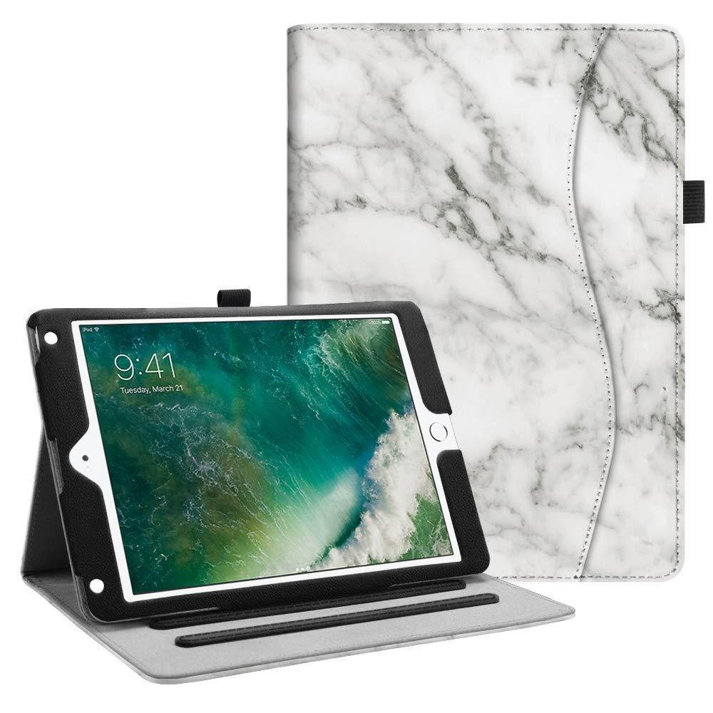 Fintie iPad 9.7 2018 2017 / iPad Air 2 / iPad Air Case - [Corner Protection] Multi-Angle Viewing Folio Cover w/Pocket, Auto Wake/Sleep for Apple iPad 6th / 5th Gen, iPad Air 1/2, Marble White