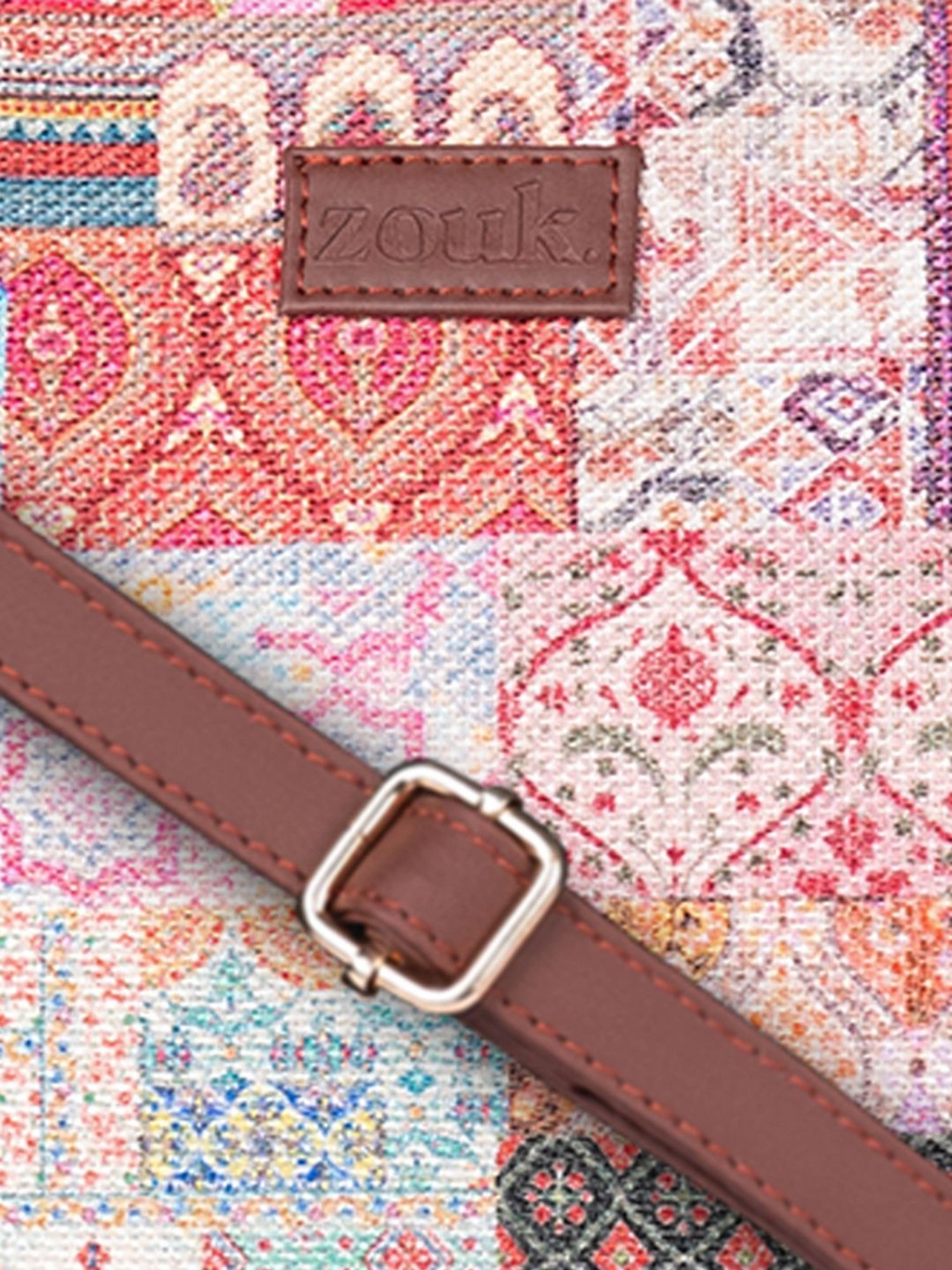 ZOUK Kutch Gamthi Classic Multicolor Printed Medium Handbag