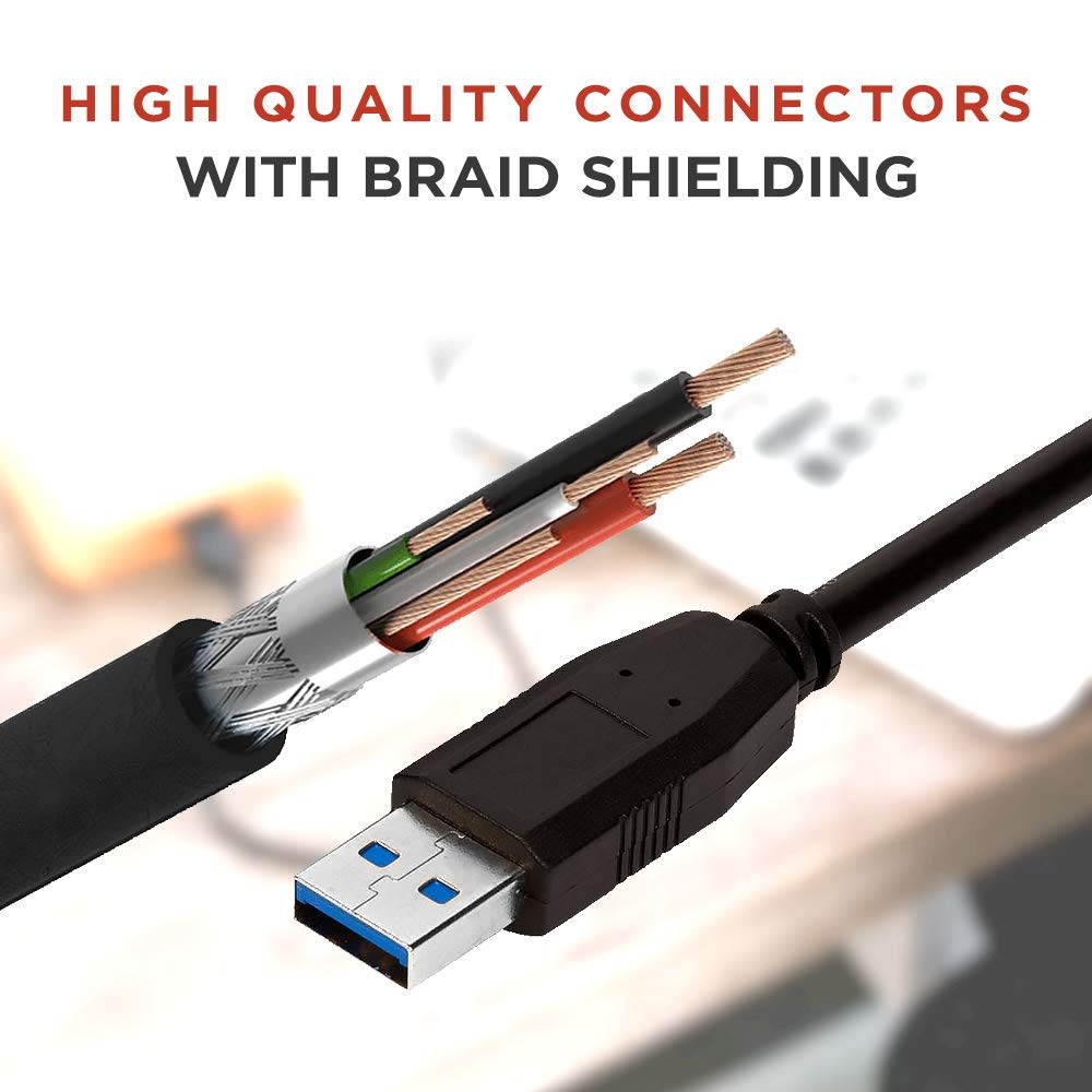 Buyer's Point SuperSpeed USB 3.0 Type A/Type A Cable Cord for Data Transfer Hard Drive Enclosures, Printers, Modems, Cameras (6ft)Pack of 25 Black