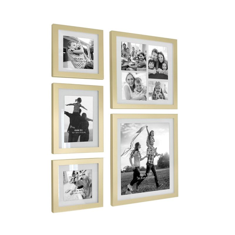 5pc Decorative Stamped Photo Frame Set Gold - Stonebriar Collection