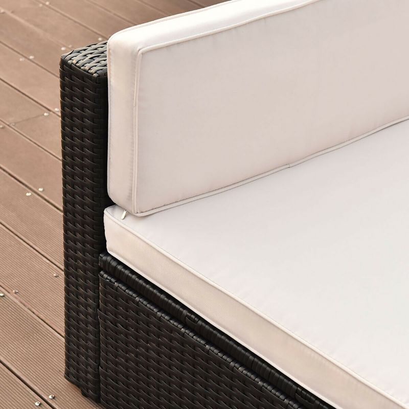 Costway 4 PCS Patio Rattan Wicker Furniture Sectional Seat Cushioned Sofa Garden Deck