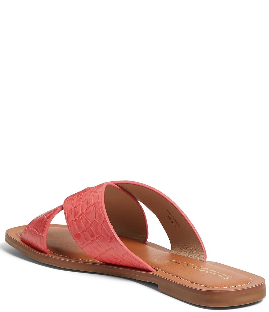 Jack Rogers Sloane Slotted X Band Croco Print Leather Slides
