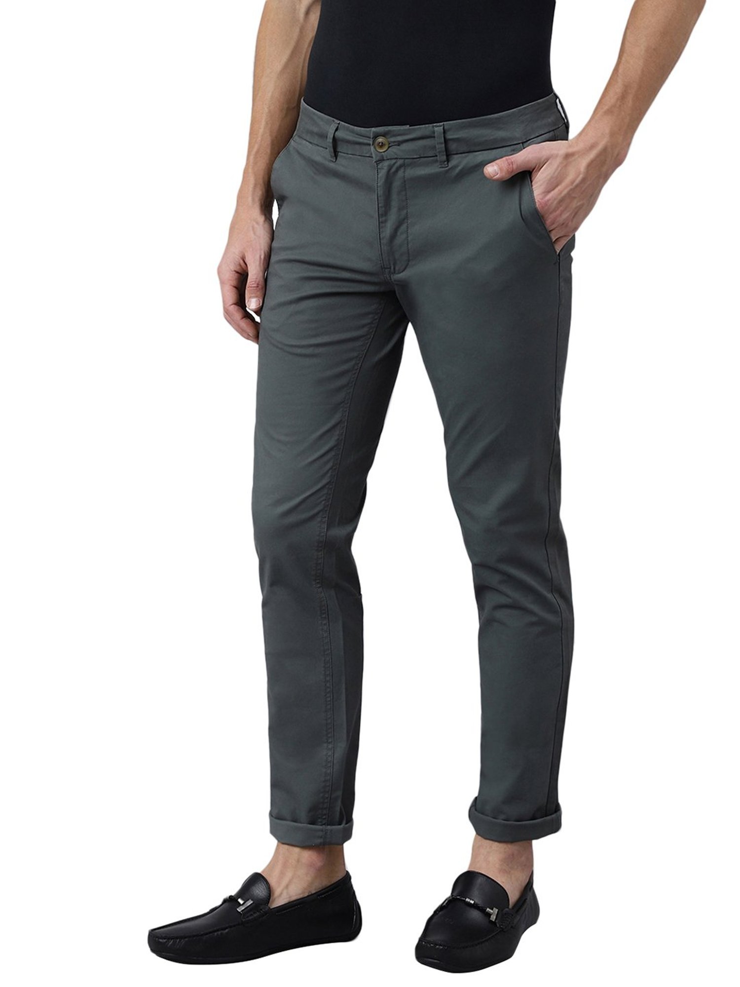 Woods Slate Grey Regular Fit Flat Front Trousers