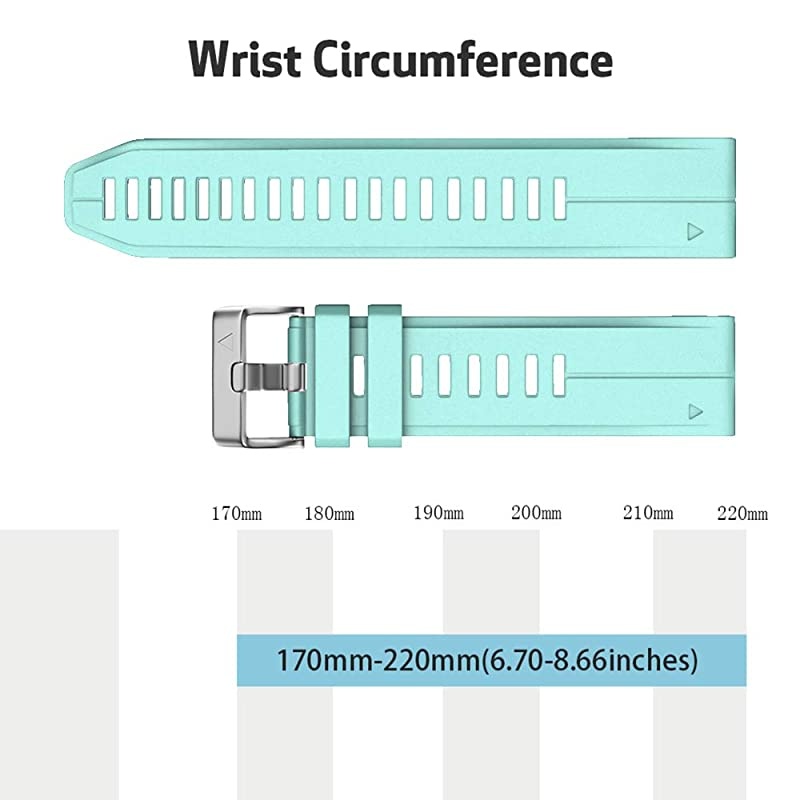 Compatible with Fenix 5S Plus Band Silicone Sport Watch Bands for Fenix 5SFenix 5S PlusFenix 6SFenix 6S ProD2 Delta S SmartwatchSilver BuckleMint