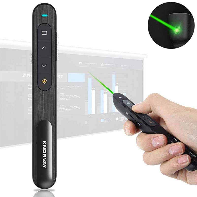 N76GBK Green Laser Pointer for Presentations Rechargable Hyperlink Volume Control PPT Powerpoint Clicker Presentation Remote for Powerpoint Presentations Laser Pointer Green 24GHz