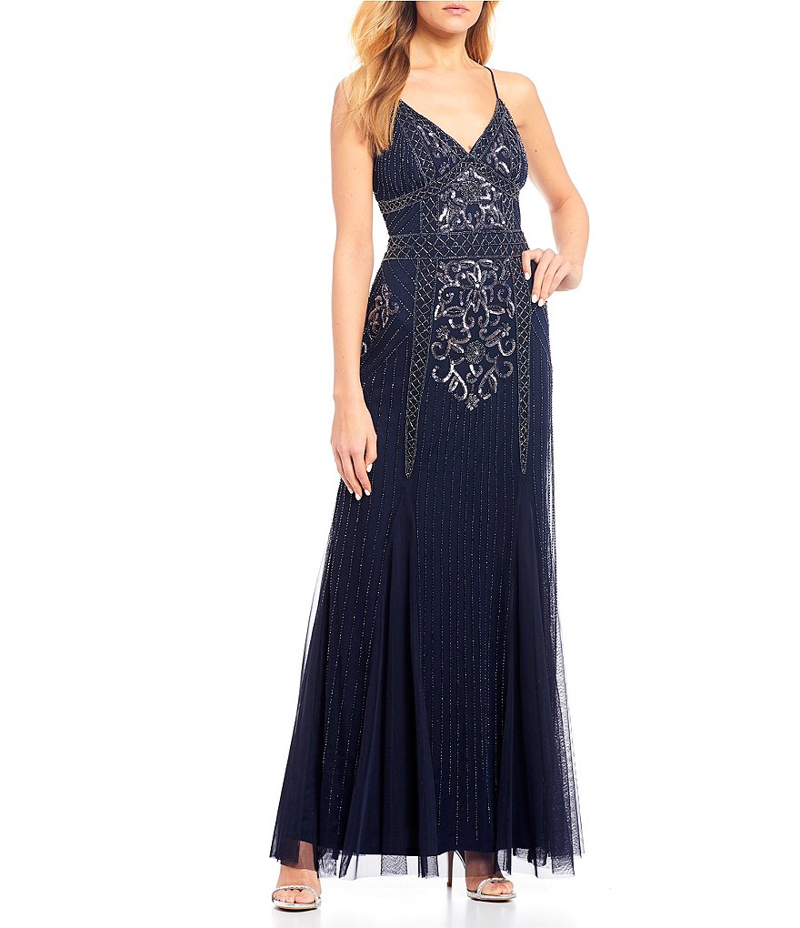 Jump Spaghetti Strap Beaded Long Dress