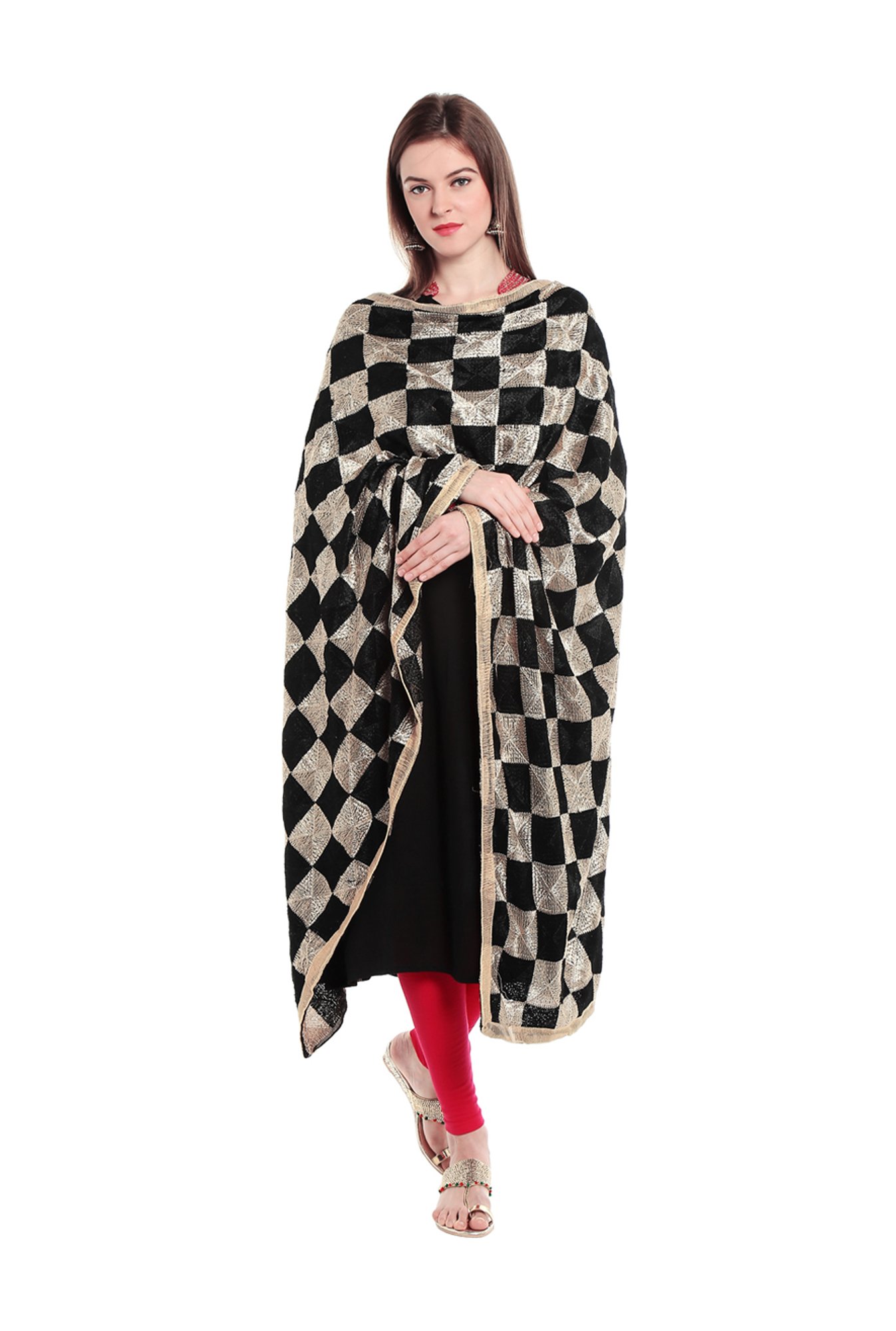 Dupatta Bazaar Black & Beige Dupatta