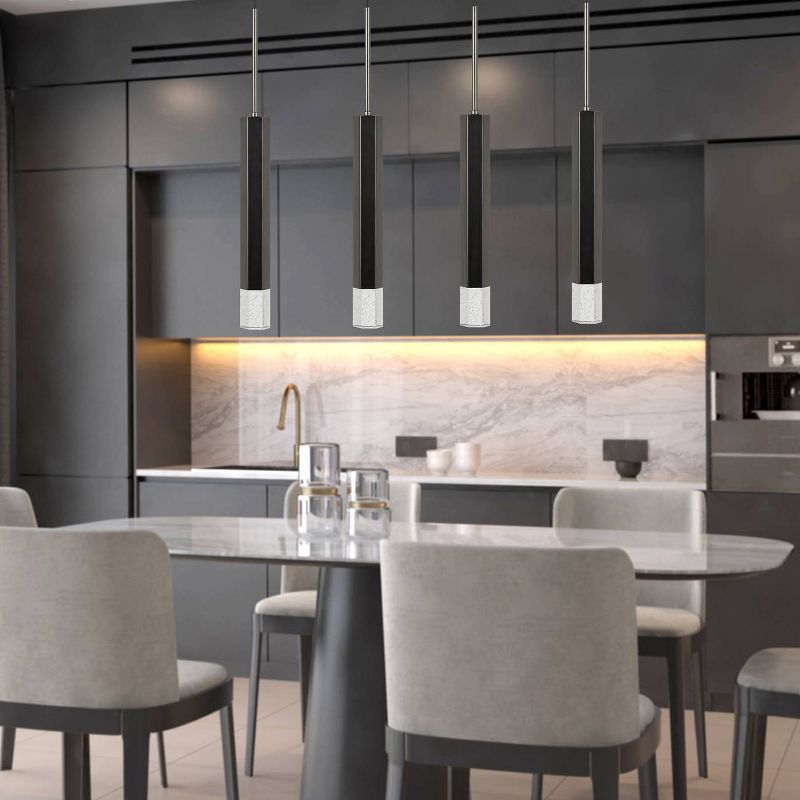 4.75" x 4.75" X 24" 1-Light Troy Integrated LED Dimmable Hexagon Aluminum Casted Pendant with Glass Diffuser Gun Metal - Cal Lighting