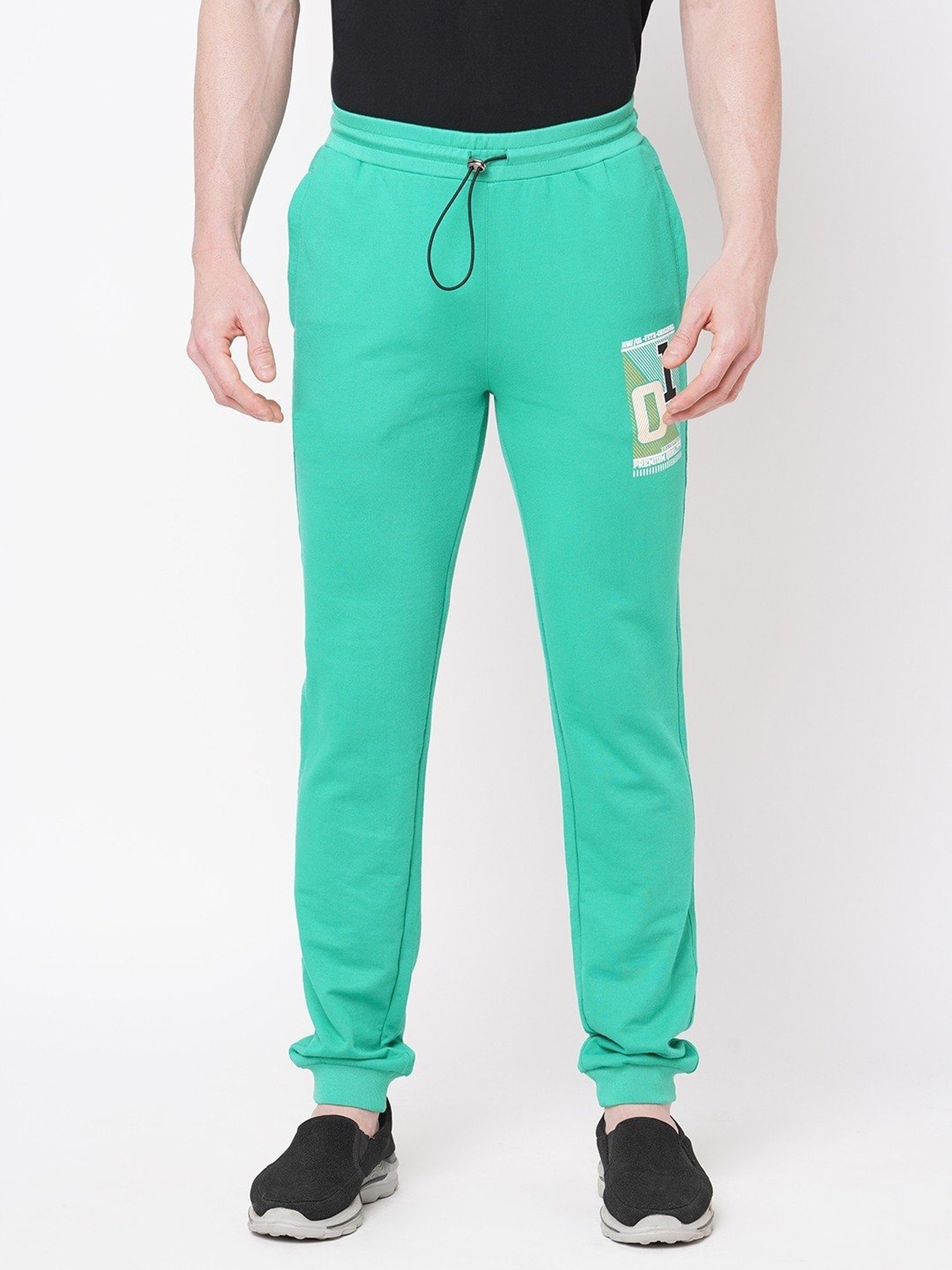 Fitz Sea Green Slim Fit Printed Joggers