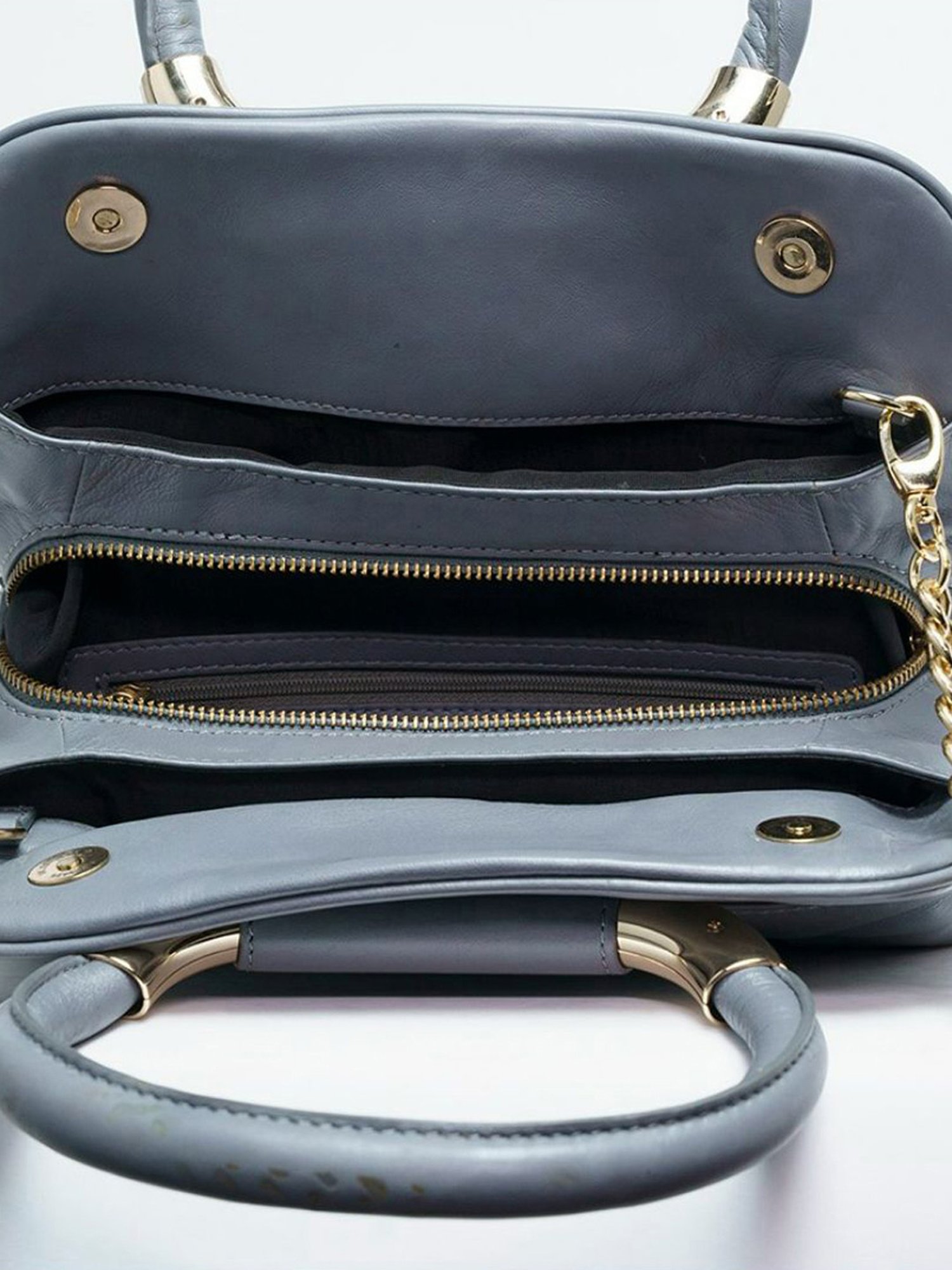 RI2K London Grey Leather Medium Handbag