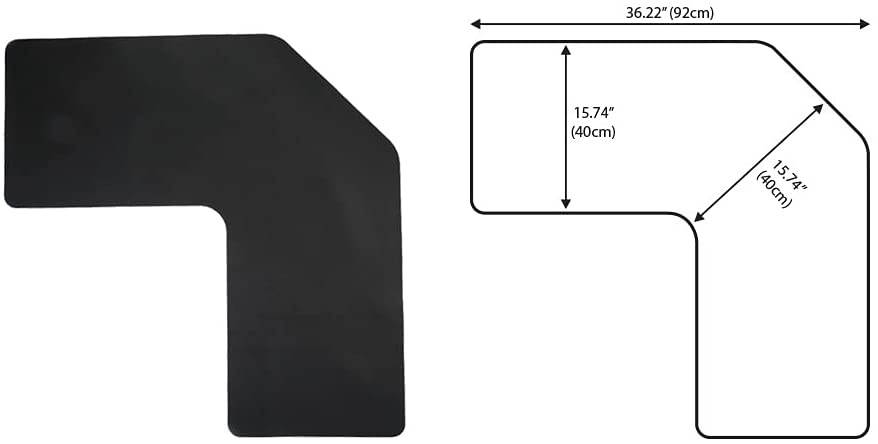 Con-Tact Brand XL Corner Desk Pad | Waterproof Anti-Slip PU Leather | Large Corner Computer Workstation Protection | Mouse Pad Gaming Pad | 36" X 15.7" L Shape | Dual Sided (Black)