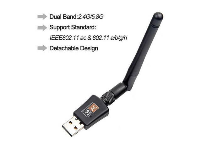 Vicabo 600Mbps USB Wifi Adapter Mini 802.11ac Dual Band 2.4G/5.8G High Gain 2dBi Antenna Wireless Network Adapter Wi-Fi Dongle Support Windows 10 8 7 Vista XP 2000 Mac Os