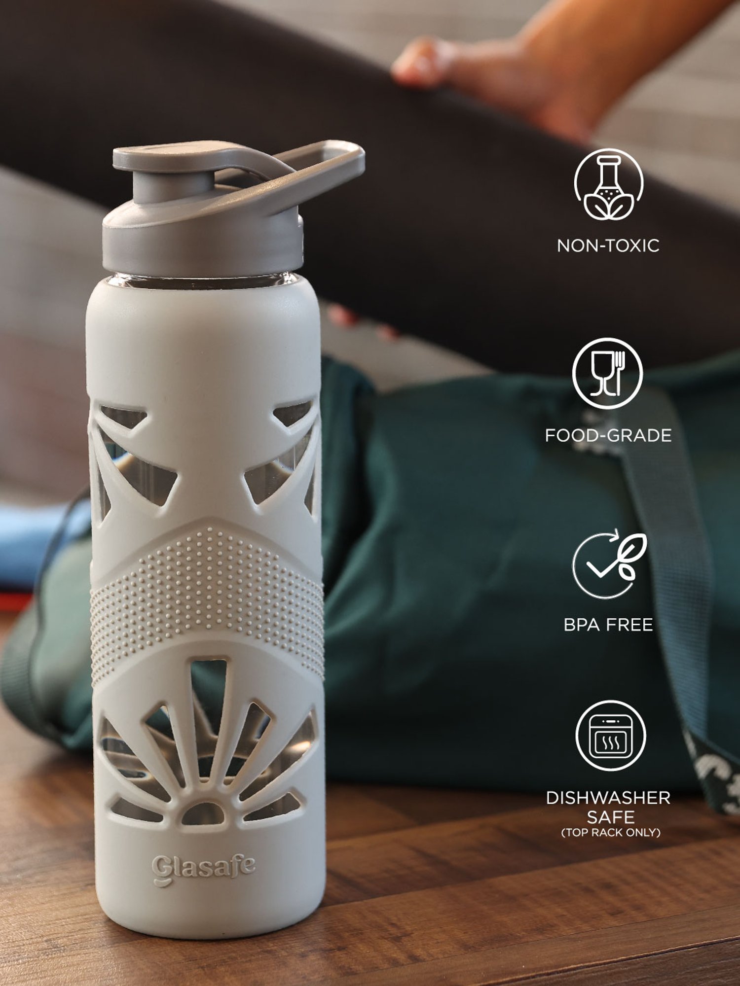 Glasafe Desk Munch Slate Grey Borosilicate Tiffin Combo