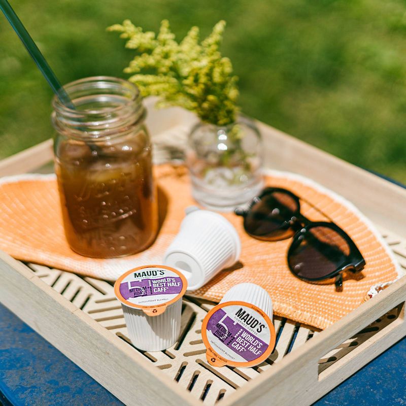 Maud's Half Caff Coffee (World's Best Half Caff), Recyclable Half Caff Coffee Pods – 100% Arabica Coffee California Roasted - 100ct