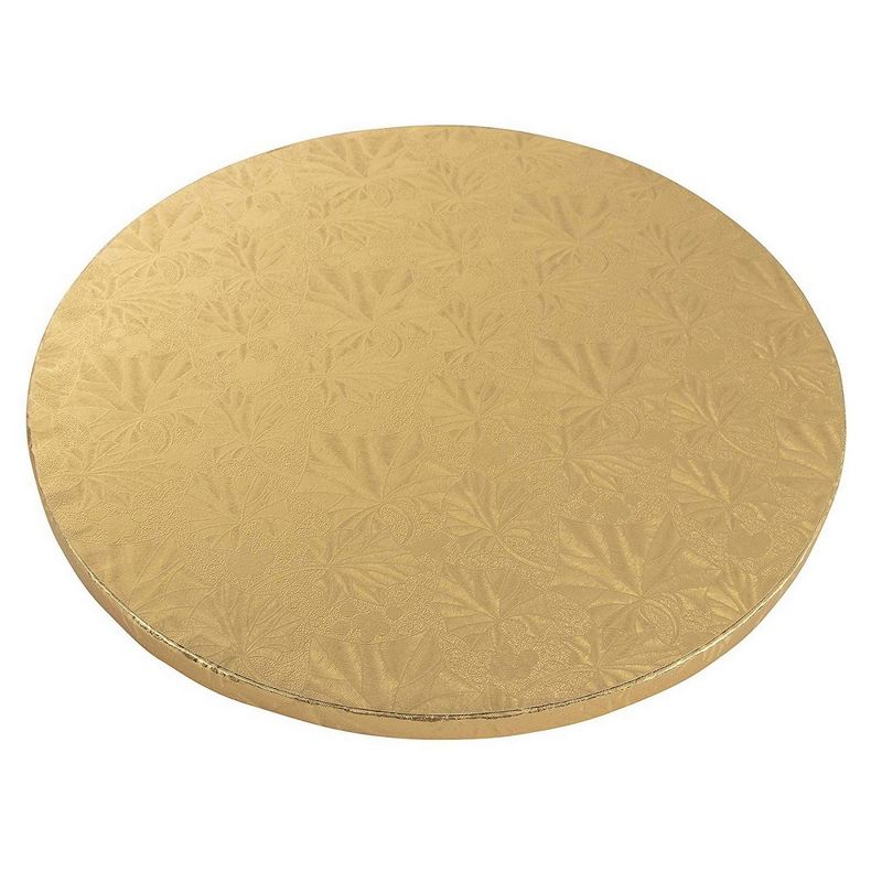 Juvale 3 Piece Cake Boards Rounds, Gold Foil Pizza Base Disposable Drum Circles, Corrugated Paper Board 14"
