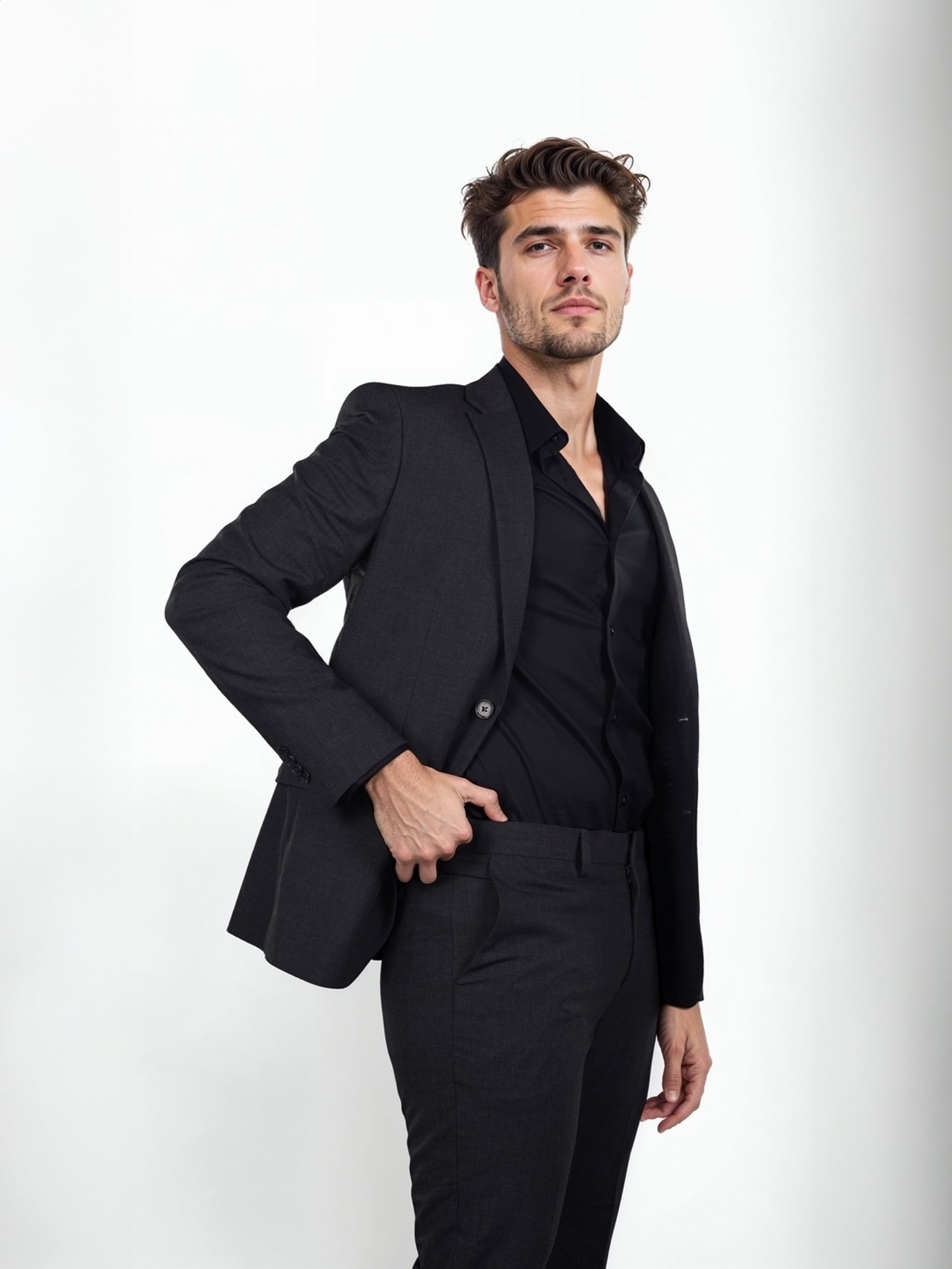 celio* Dark Grey Solid Slim Fit Suit Blazer