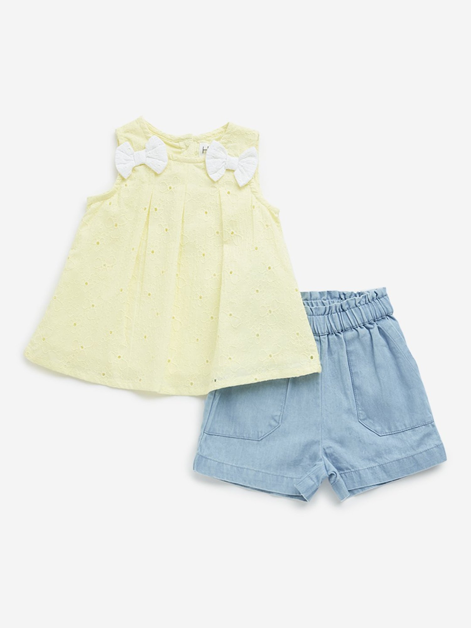 HOP Baby by Westside Lime Tiered Dress with Shorts Set